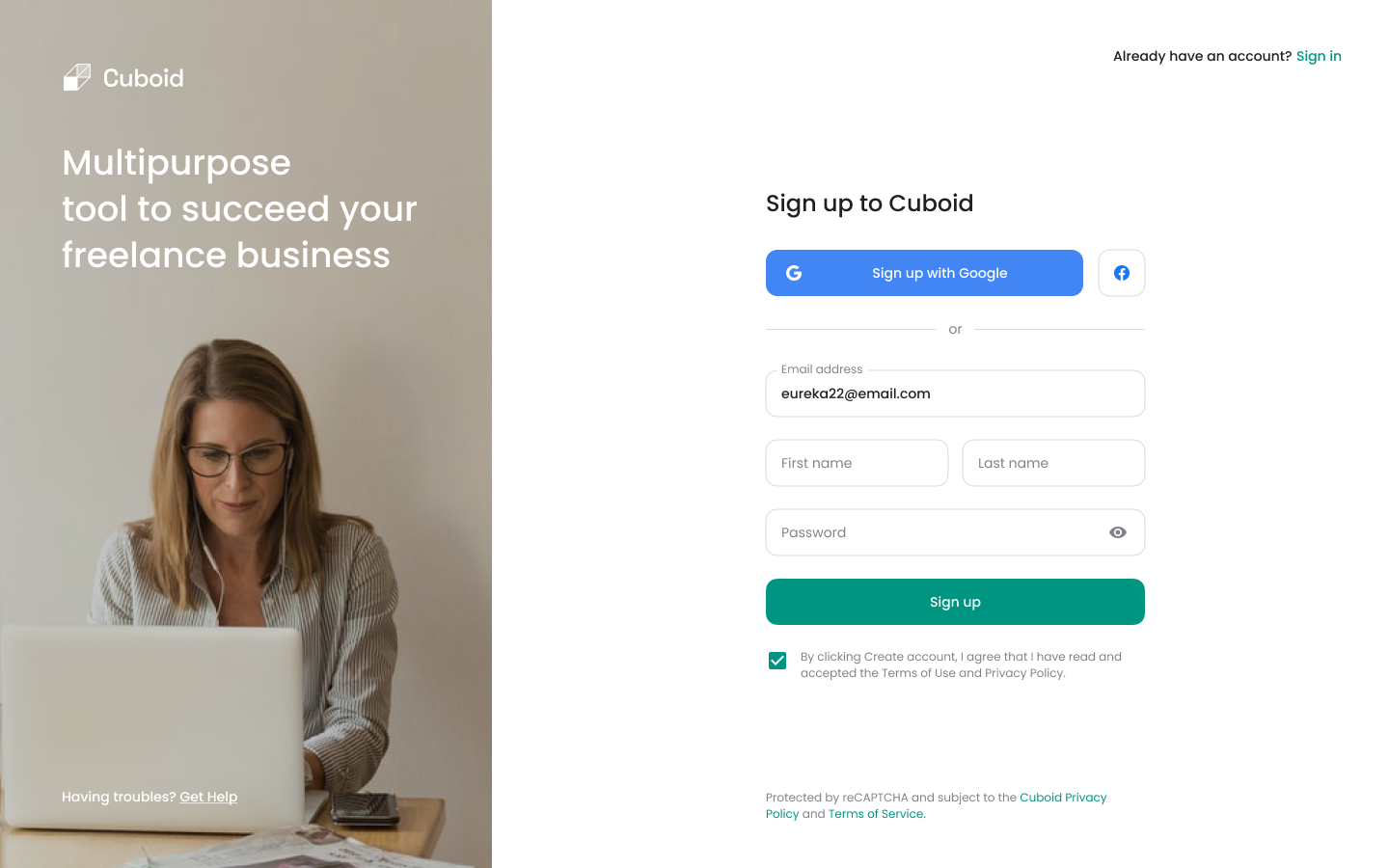 Sign Up - 1